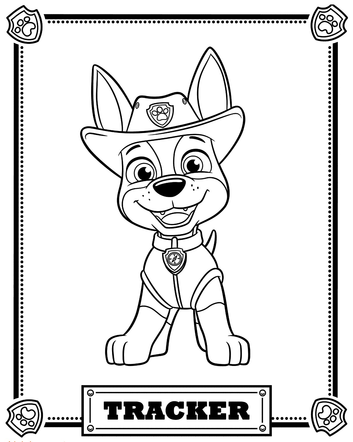 1213x1518 Coloring Pages Of Marshall From Paw Patrol New Paw Patrol Tracker